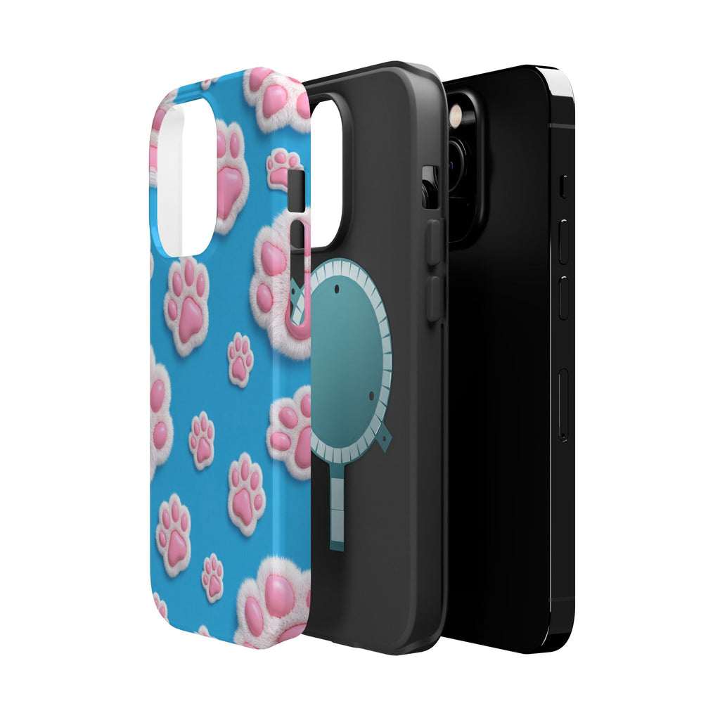 Fluffy Paw Print Phone Case | Cute 3D Pink Paw Pattern Case for Dog & Cat Lovers | iPhone & Samsung