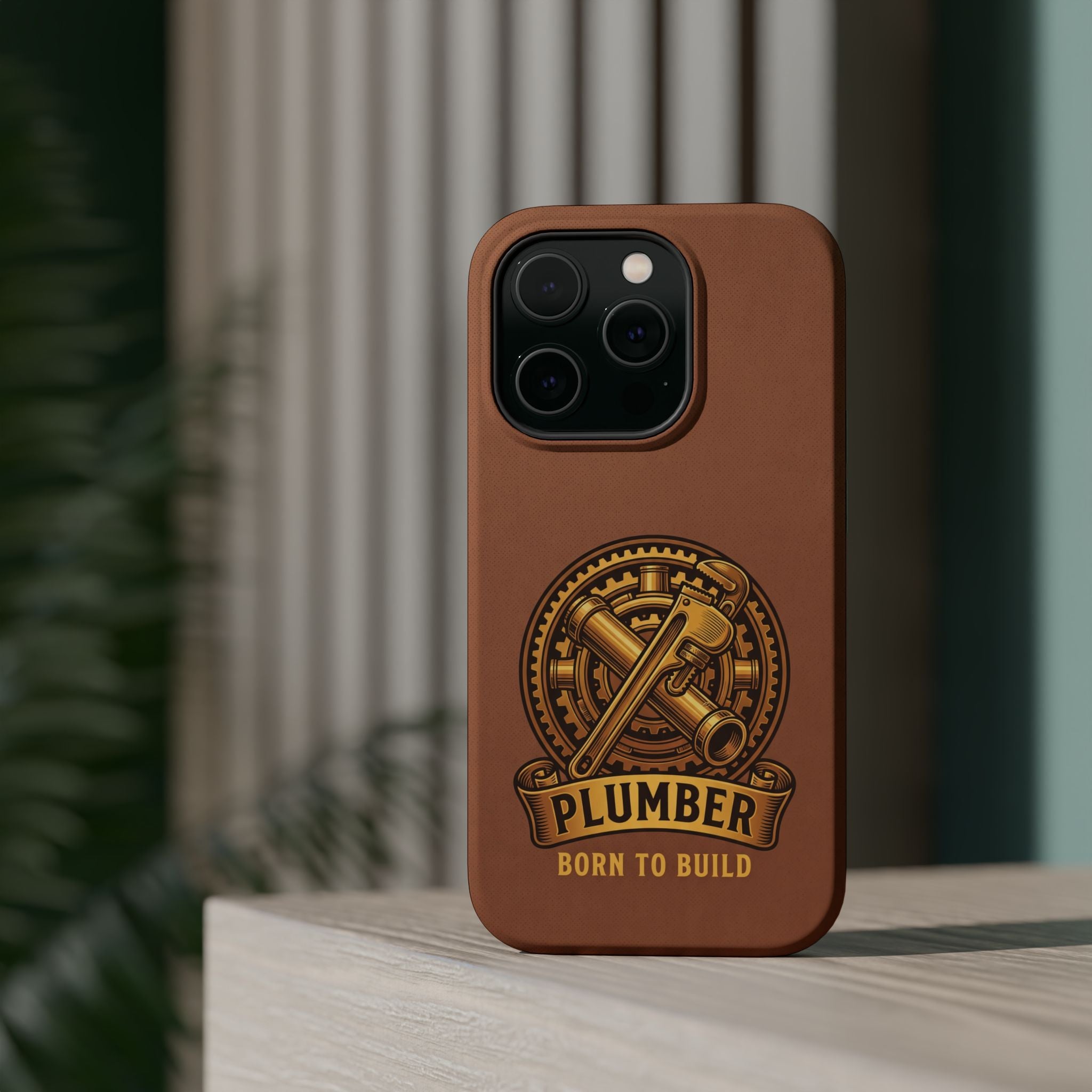 Plumber Born to Build Phone Case — Badge Wireless Charging Cover
