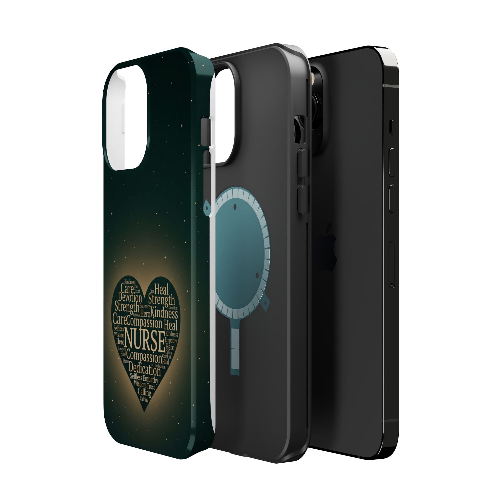Nurse Heart Word and Art Phone Case — Impact-Resistant Wireless Charging Cover