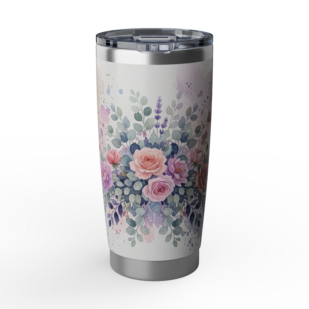 Horse Personalized Tumbler | Watercolor Floral Art — 20 oz Stainless Travel Mug
