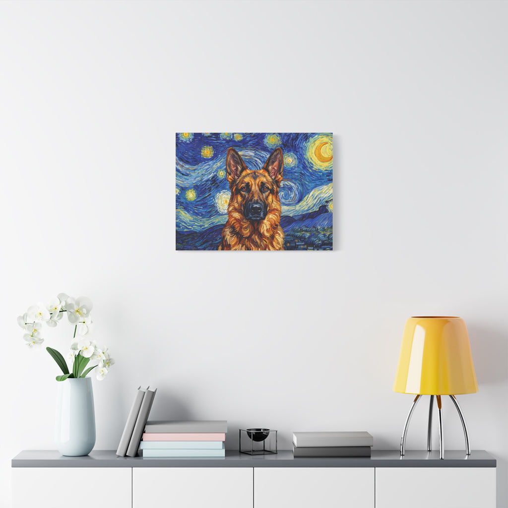 German Shepherd Canvas | Starry Night Van Gogh Inspired Wall Art
