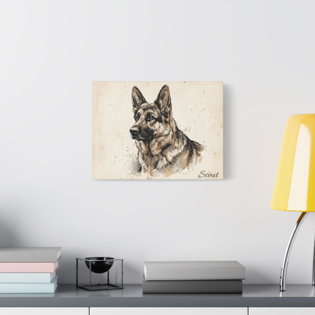 German Shepherd Personalized Canvas | Vintage Sketch Wall Art