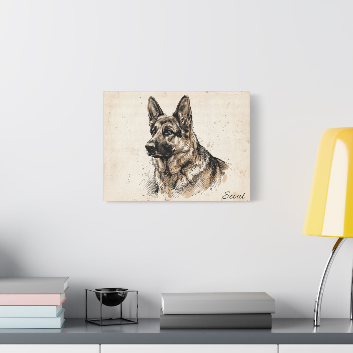 German Shepherd Personalized Canvas | Vintage Sketch Wall Art