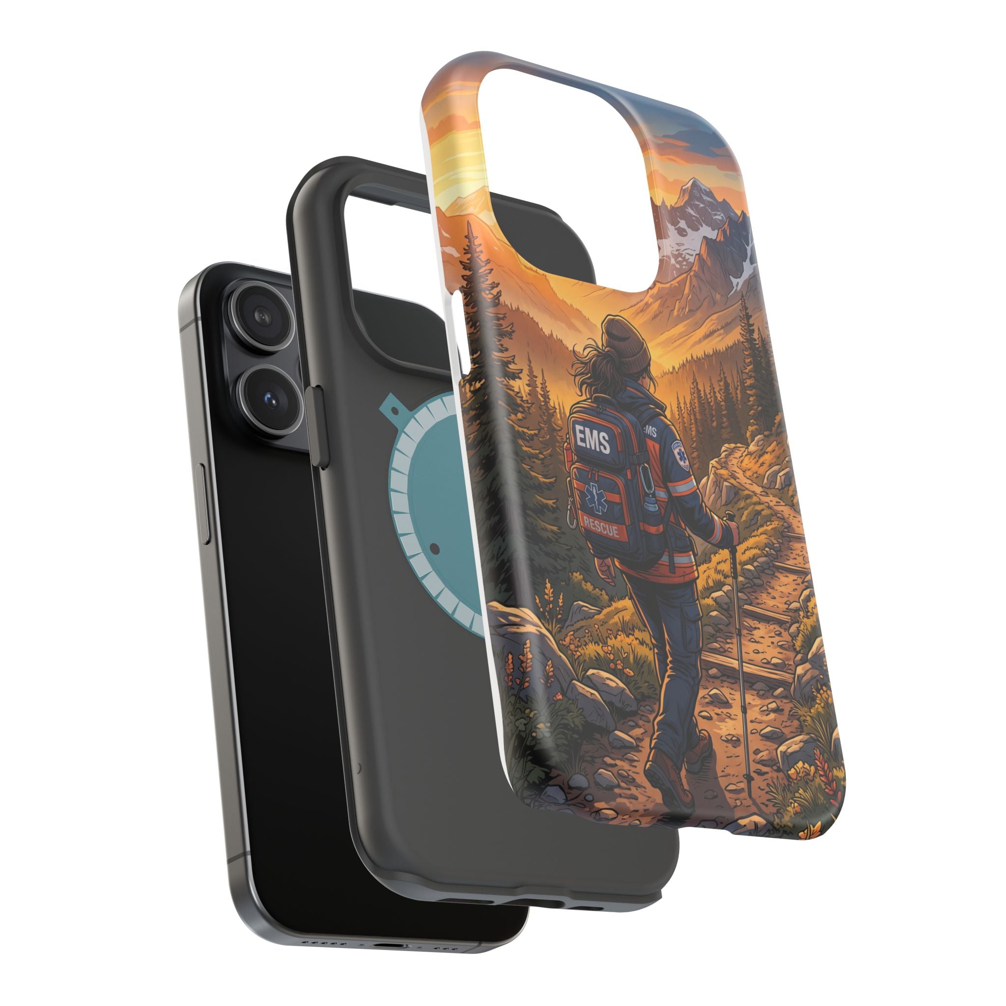 Paramedic/EMT Mountain Phone Case — Magnetic Wireless Charging Cover