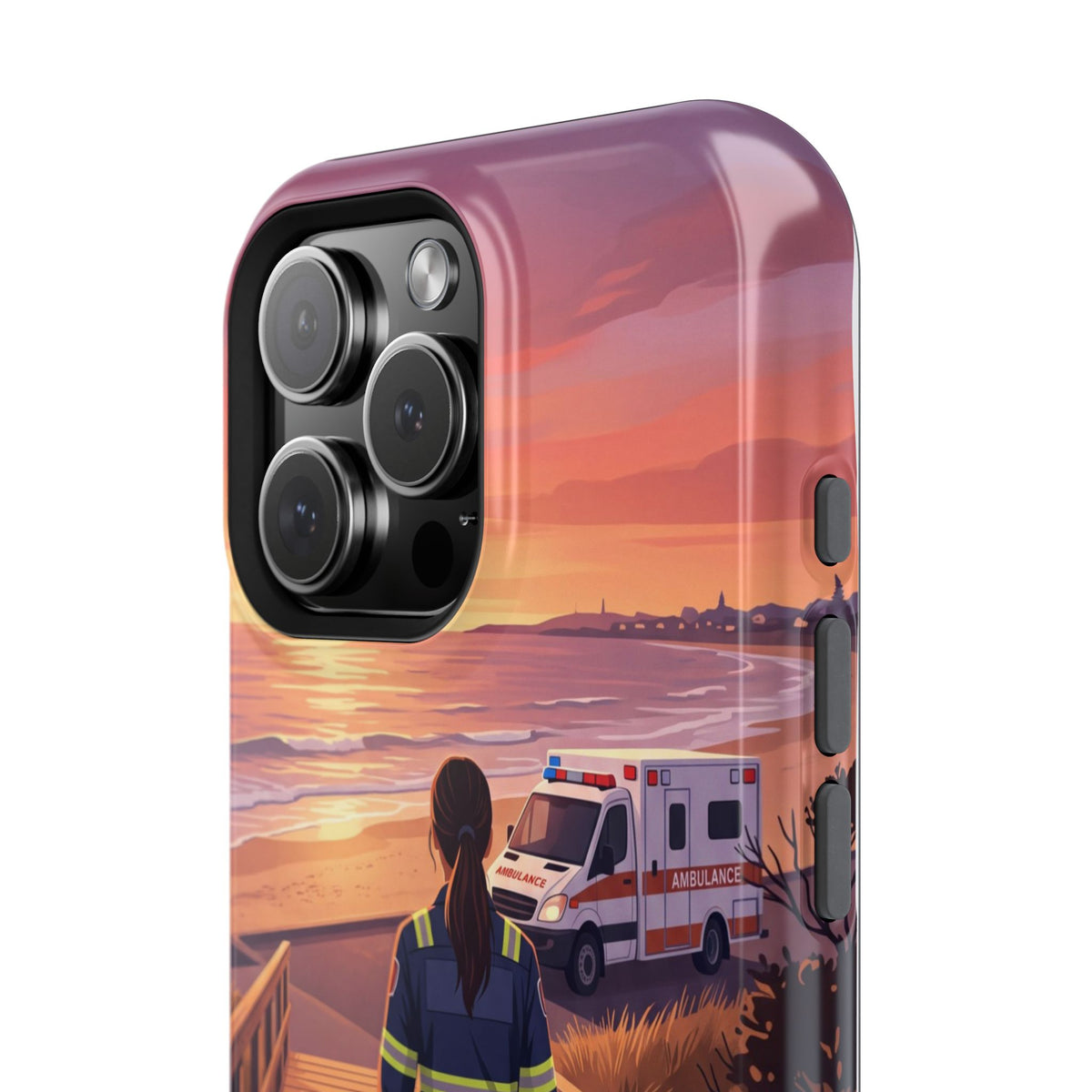 Sunset Boardwalk Personalized Paramedic Phone Case — Wireless Charging Cover