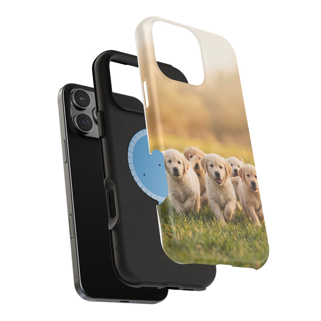 Golden Retriever Puppies Phone Case — Impact-Resistant Wireless Charging Cover