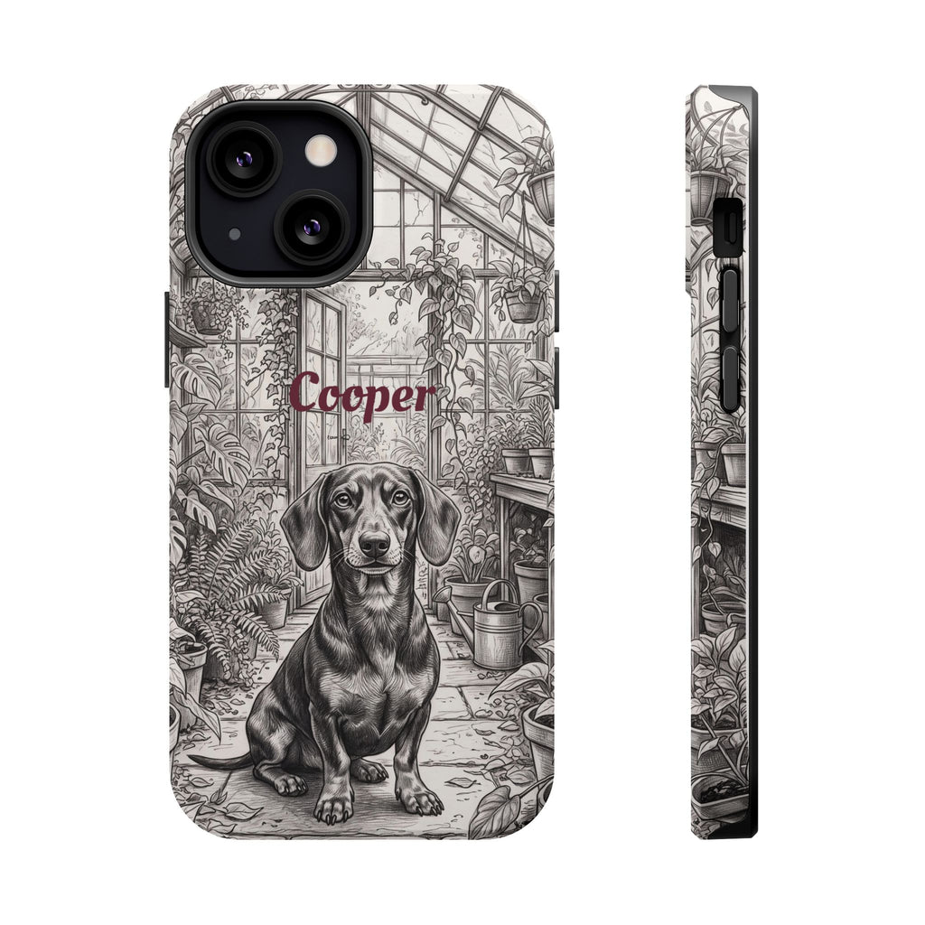 Personalized Dachshund Vintage Greenhouse Phone Case — Wireless Charging Cover