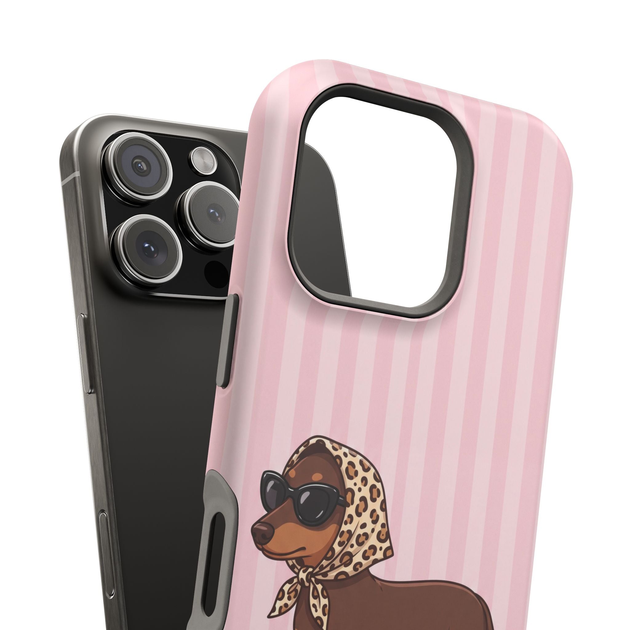Preppy Dachshund Phone Case — Impact-Resistant Wireless Charging Cover