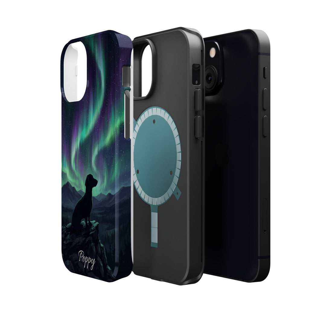 Personalized Dachshund Northern Lights Phone Case — Wireless Charging Cover