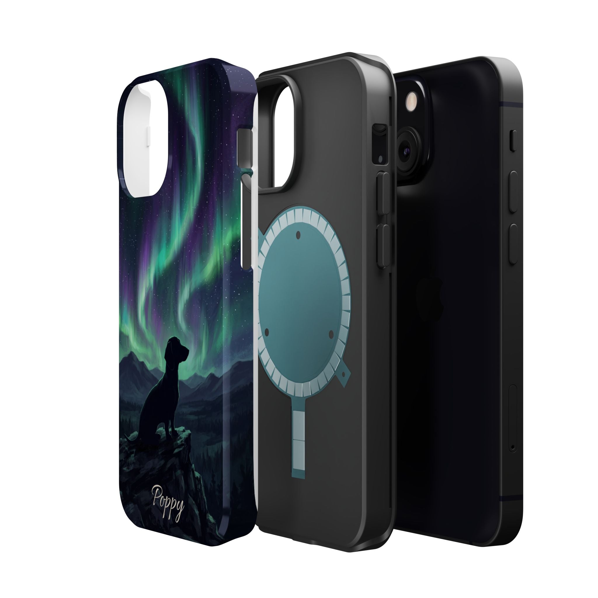 Personalized Dachshund Northern Lights Phone Case — Wireless Charging Cover