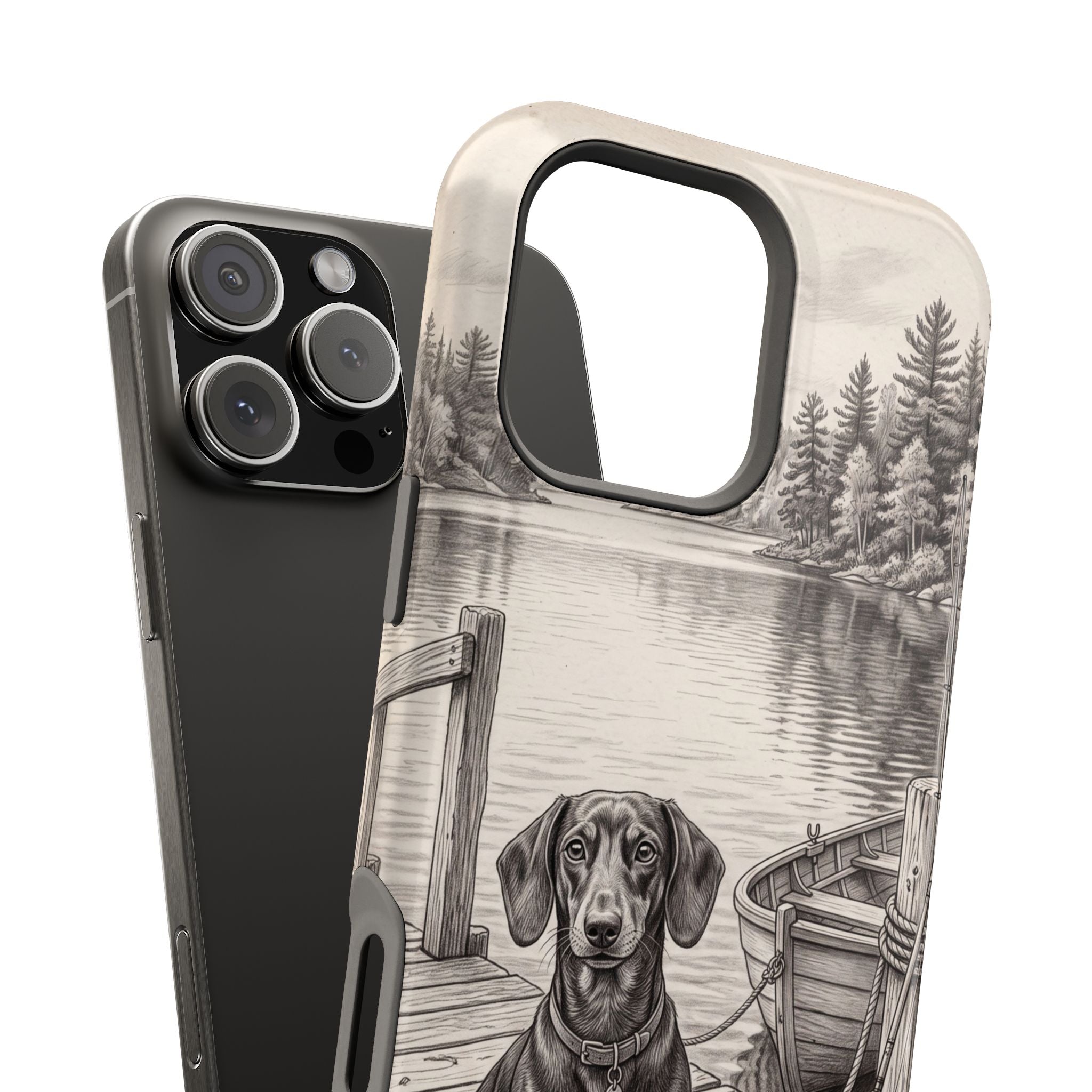 Personalized Dachshund Sunset Beach Phone Case — Wireless Charging Cover
