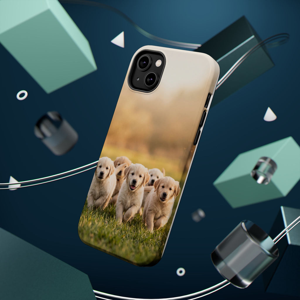 Golden Retriever Puppies Phone Case — Impact-Resistant Wireless Charging Cover