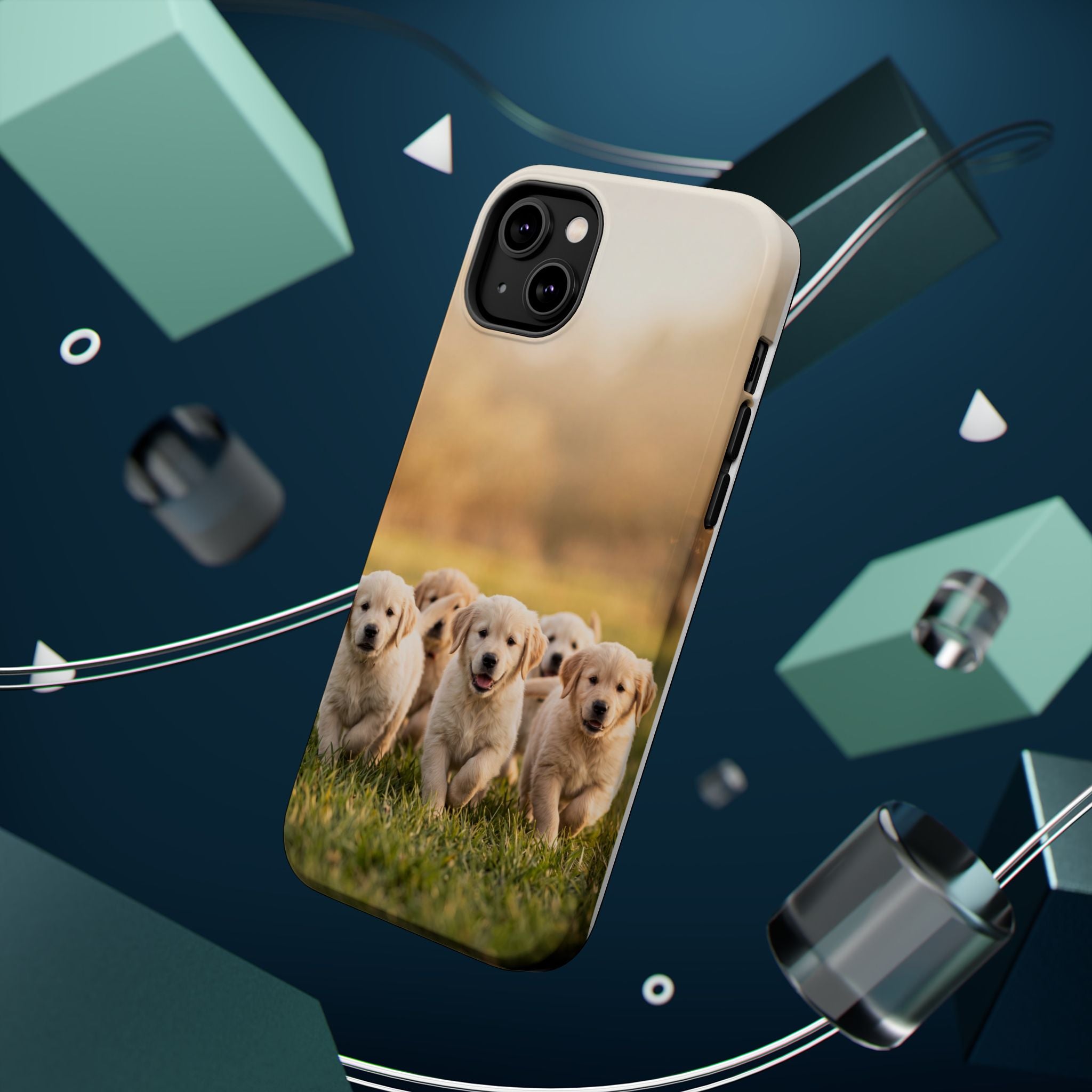 Golden Retriever Puppies Phone Case — Impact-Resistant Wireless Charging Cover