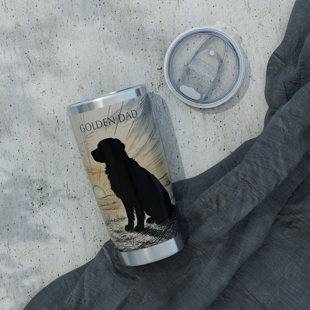 Golden Retriever Tumbler Personalized – 20 oz Stainless Steel Travel Mug with Custom Name, Sunset Silhouette Design for Dog Dad