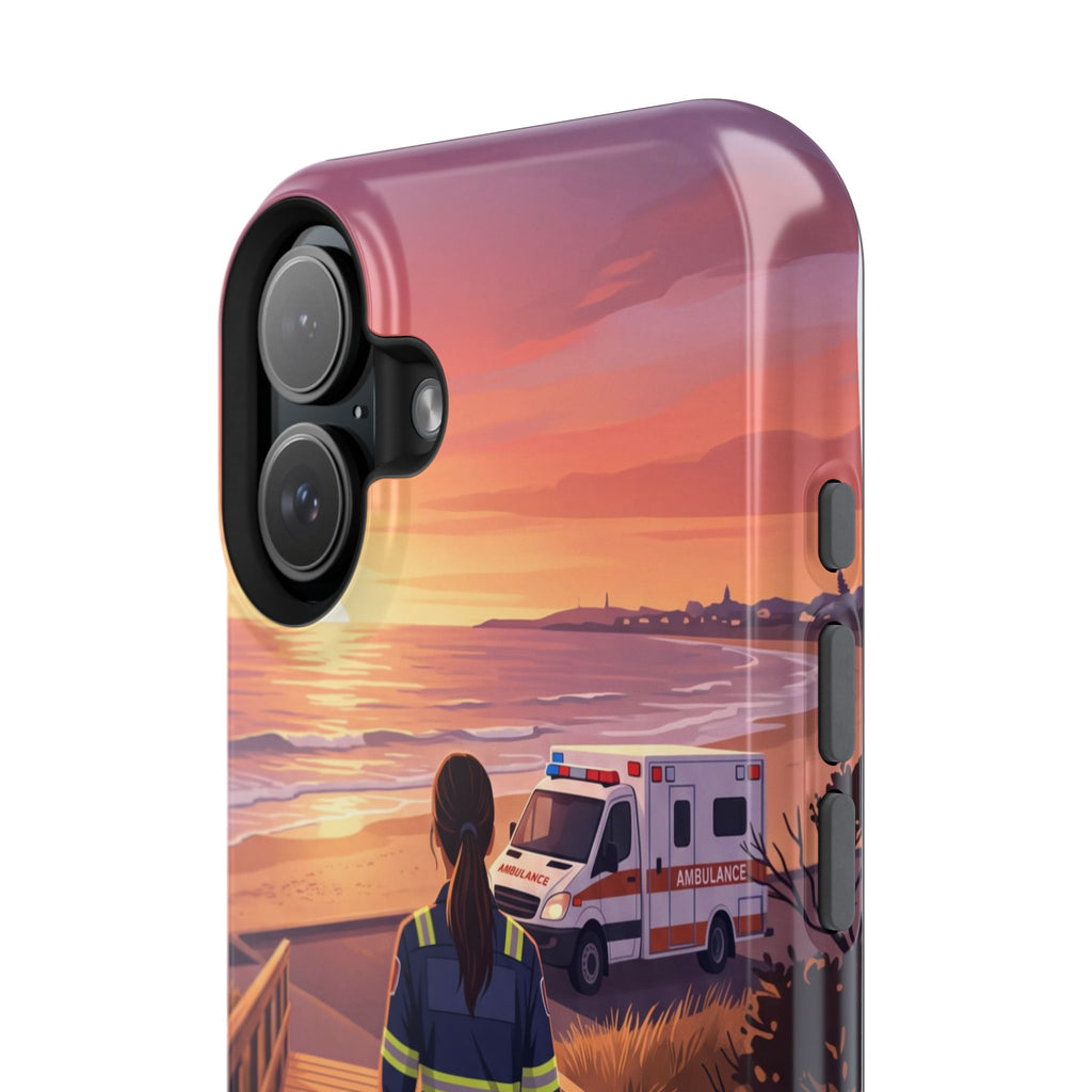 Sunset Boardwalk Personalized Paramedic Phone Case — Wireless Charging Cover