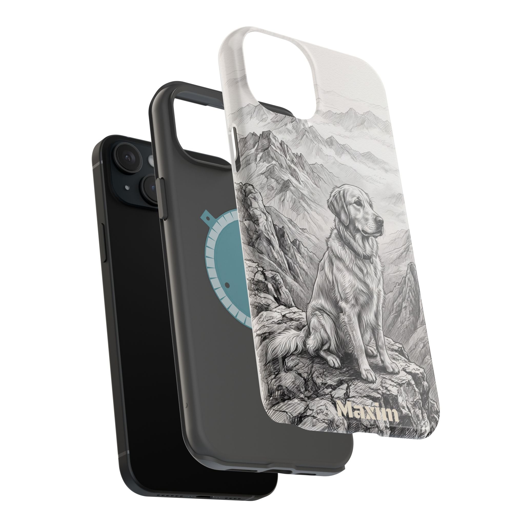 Personalized Golden Retriever Mountain Peak Phone Case — Wireless Charging Cover