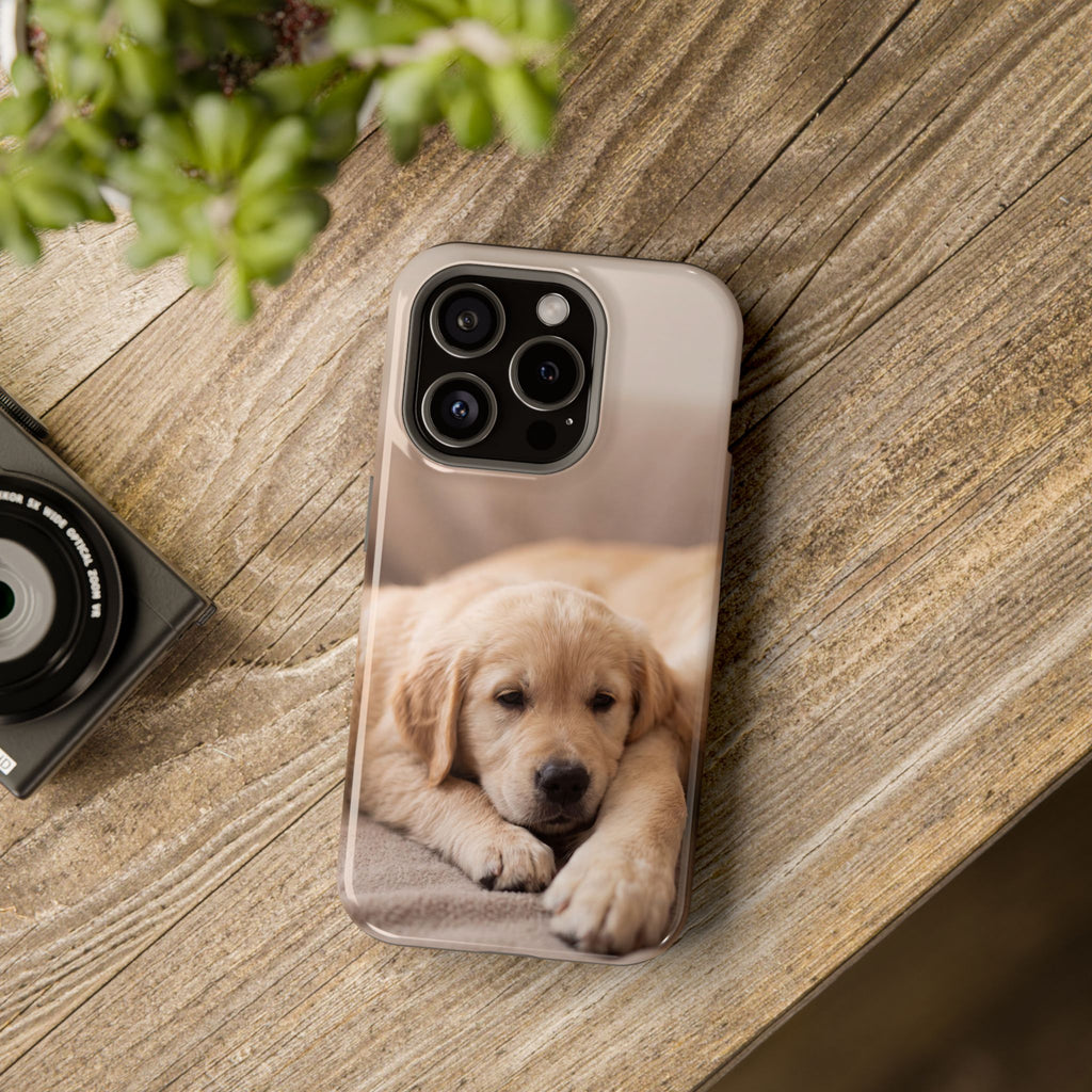 Golden Retriever Puppy Phone Case — Impact-Resistant Wireless Charging Cover