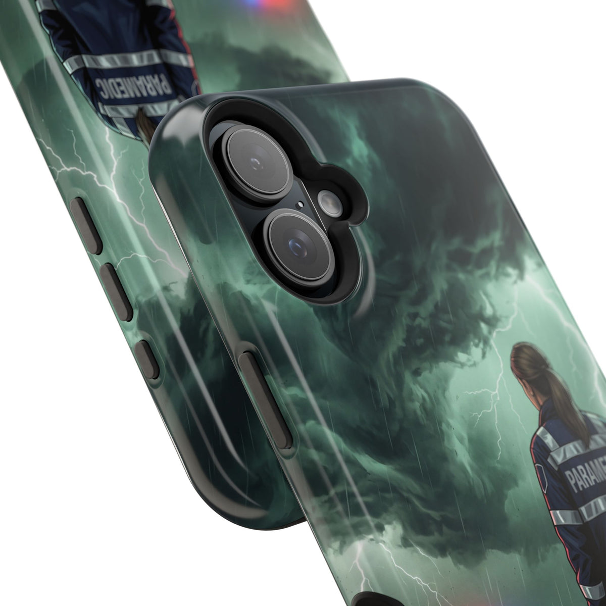 Female Paramedic Green Storm Phone Case — Magnetic Wireless Charging Cover