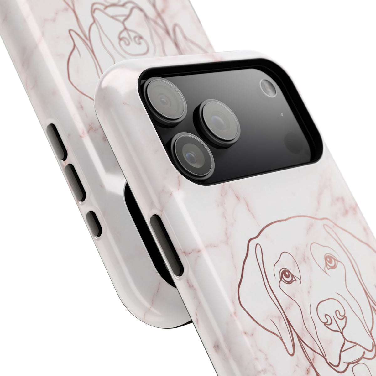 Personalized Rose Gold Marble Labrador Phone Case — Tough Magnetic Case with Wireless Charging