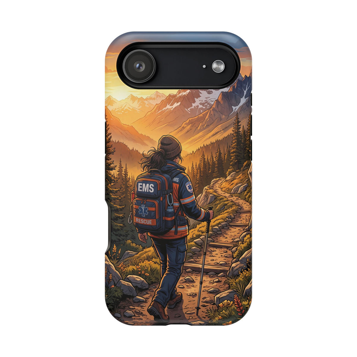 Paramedic/EMT Mountain Phone Case — Magnetic Wireless Charging Cover