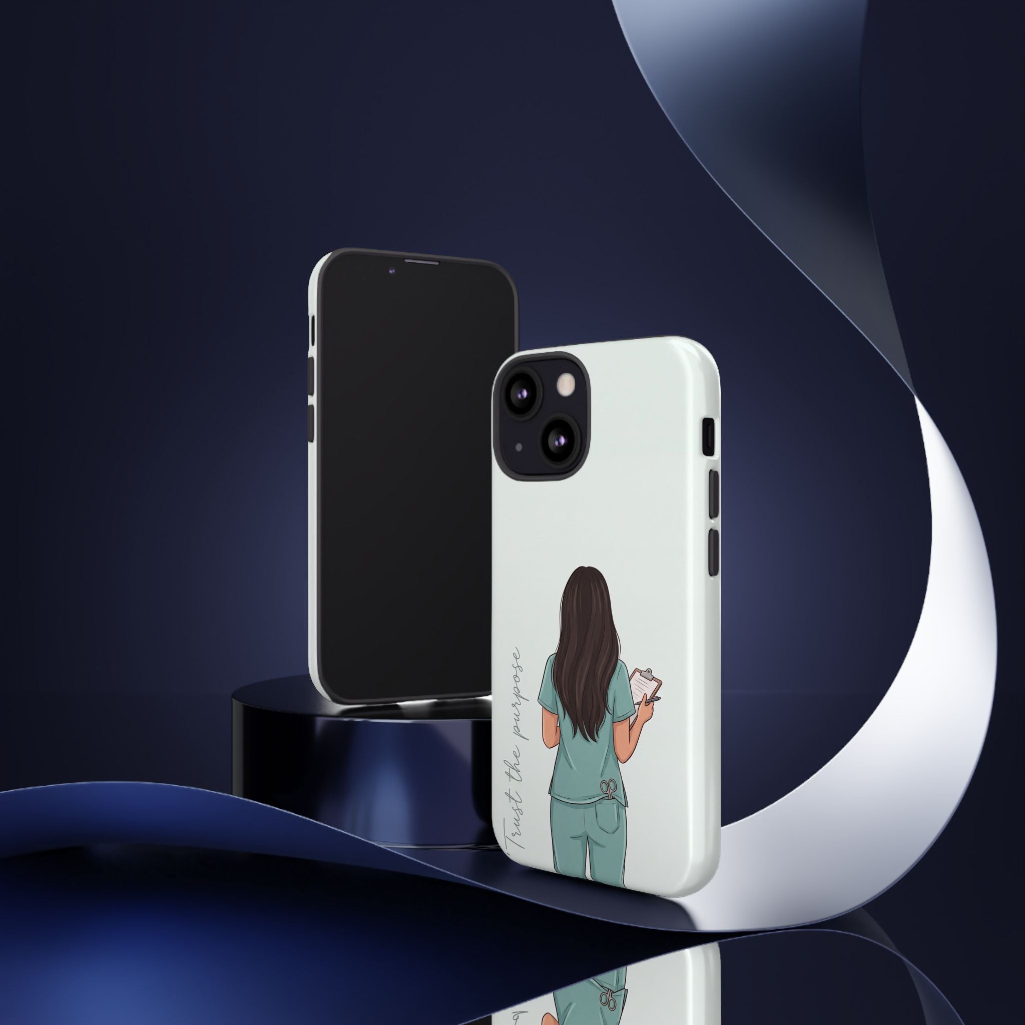 "Trust the Purpose" Nurse Phone Case | Illustrated Nurse in Scrubs Design | iPhone & Samsung