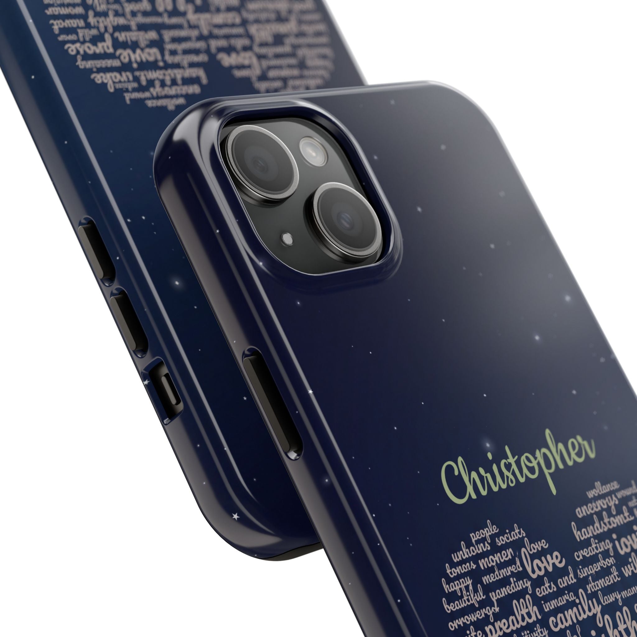 Personalized Teacher Heart Word Cloud Phone Case — Custom Name Starry Design