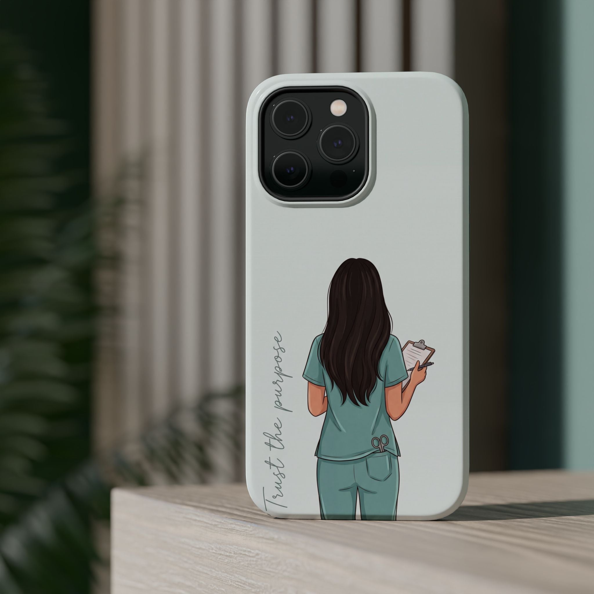 Nurse Illustration Phone Case — Impact-Resistant Wireless Charging Cover