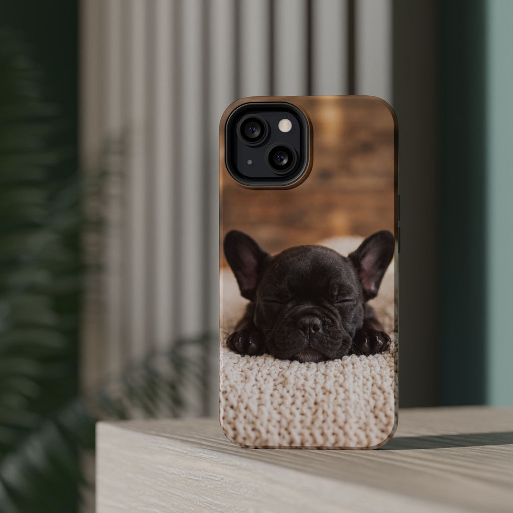 Sleepy French Bulldog Phone Case — Impact-Resistant Wireless Charging Cover
