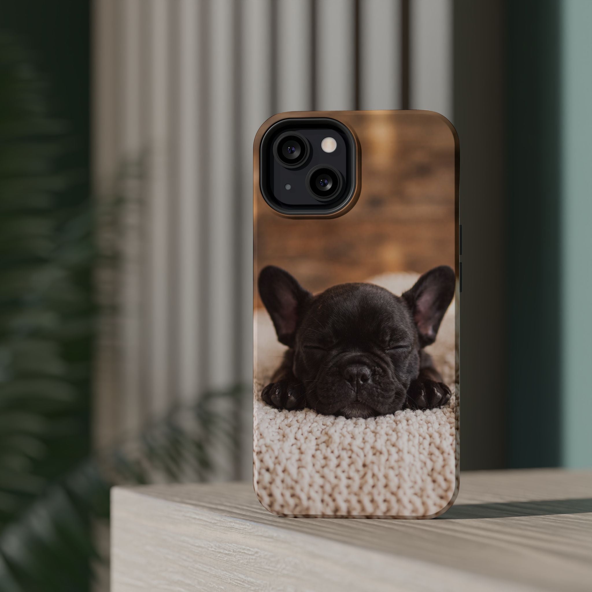 Sleepy French Bulldog Phone Case — Impact-Resistant Wireless Charging Cover