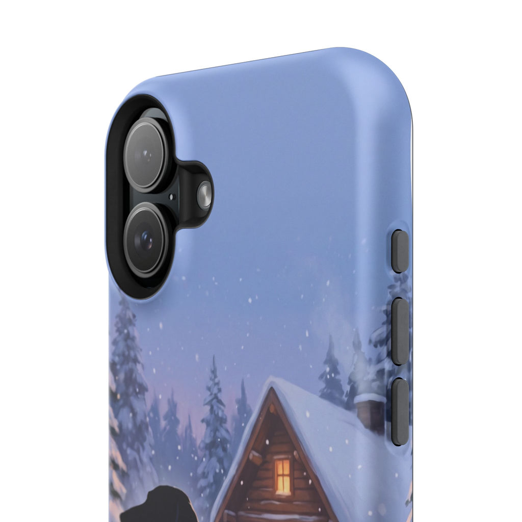 Personalized Dachshund Winter Cabin Phone Case — Wireless Charging Cover