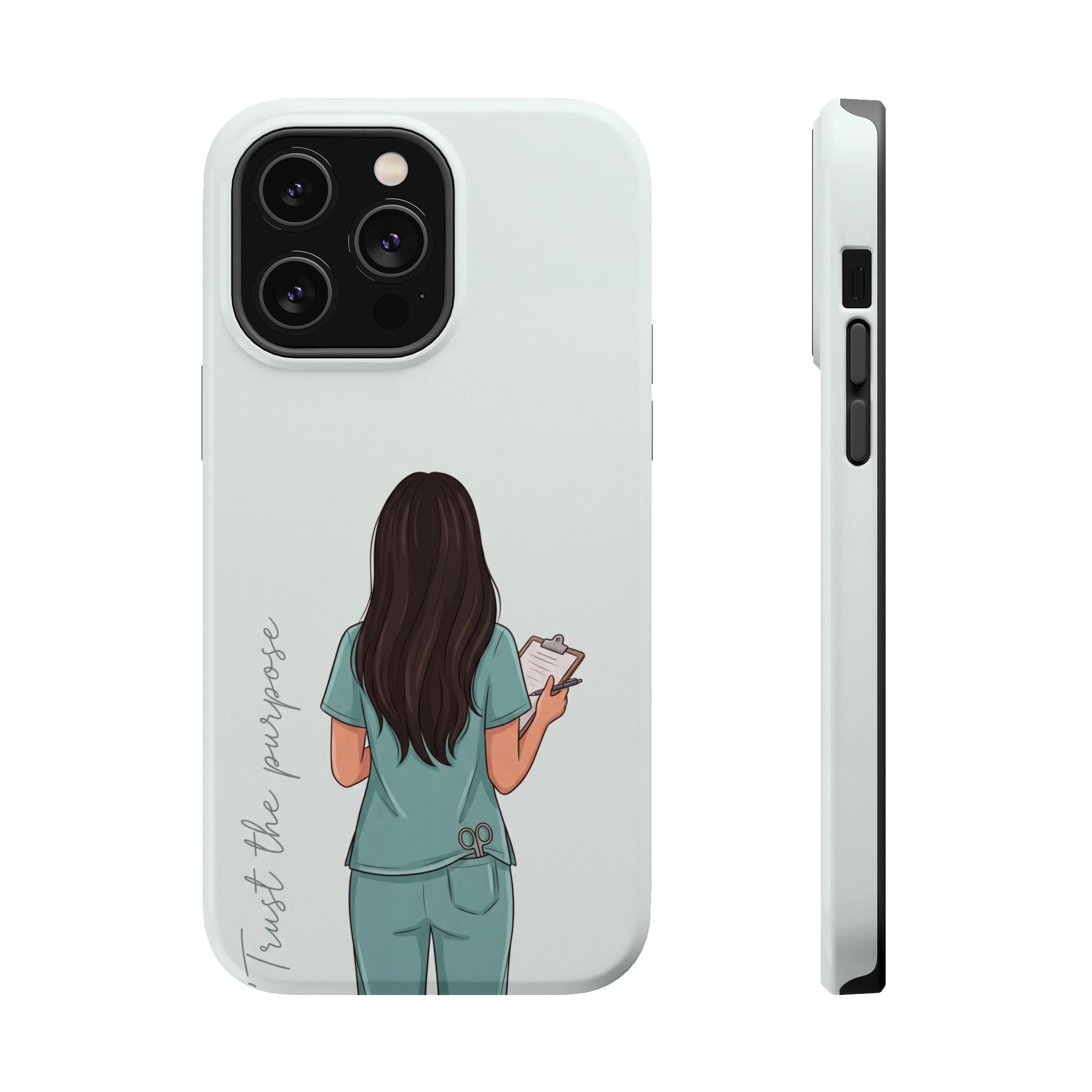 Nurse Illustration Phone Case — Impact-Resistant Wireless Charging Cover