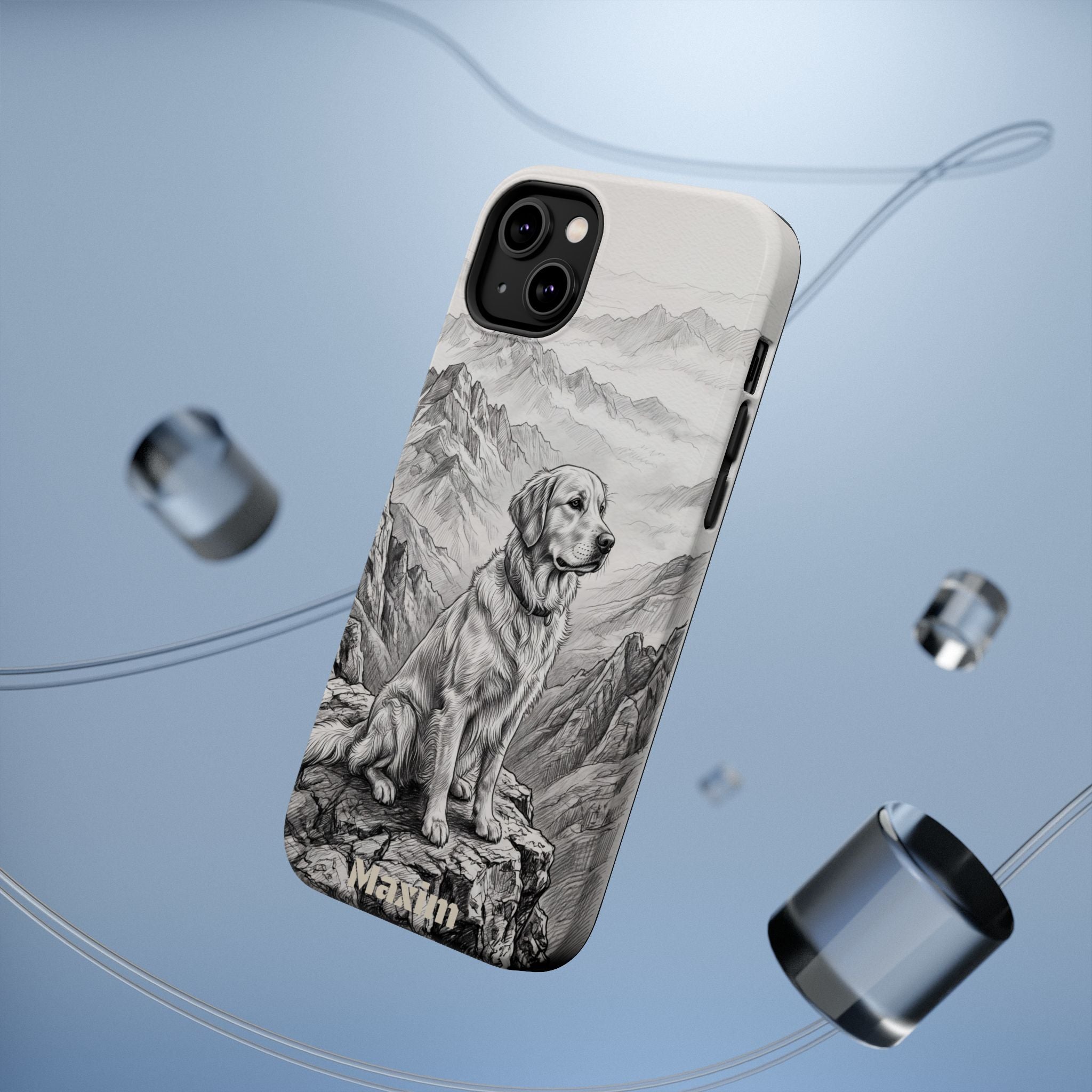 Personalized Golden Retriever Mountain Peak Phone Case — Wireless Charging Cover