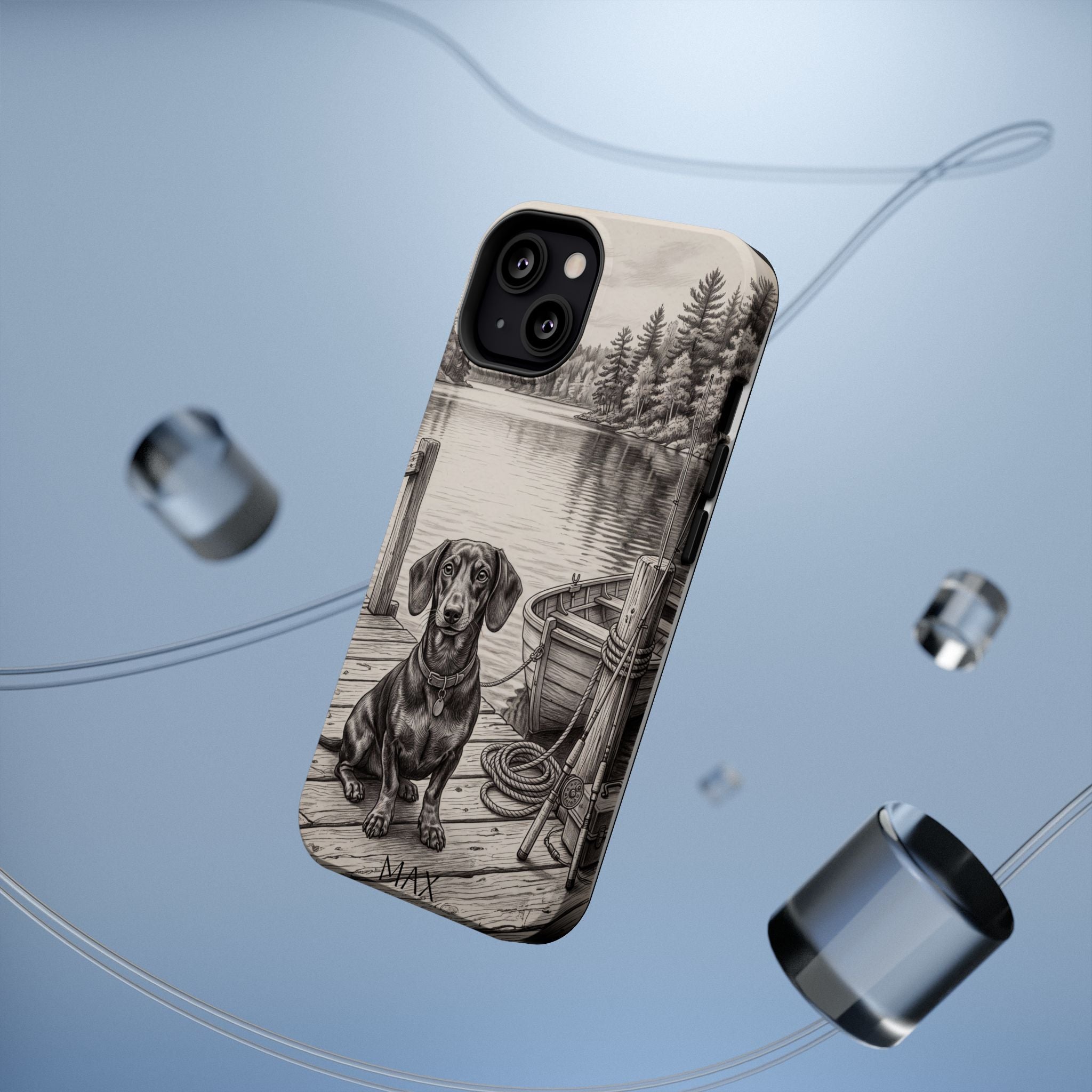 Personalized Dachshund Sunset Beach Phone Case — Wireless Charging Cover
