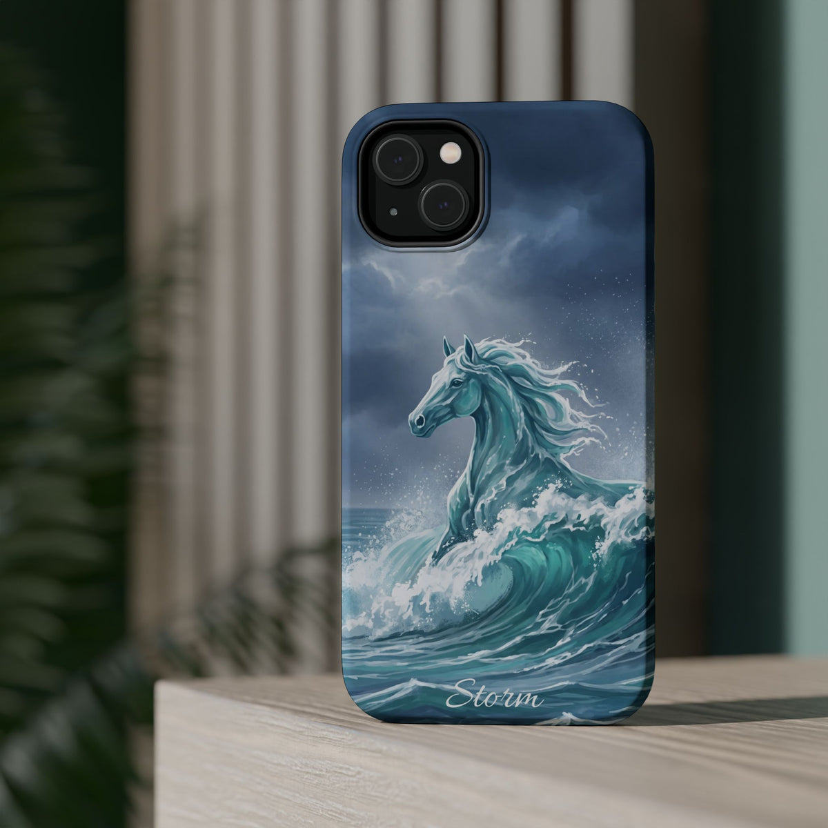 Personalized Ocean Wave Horse Phone Case — Tough Magnetic Case with Wireless Charging