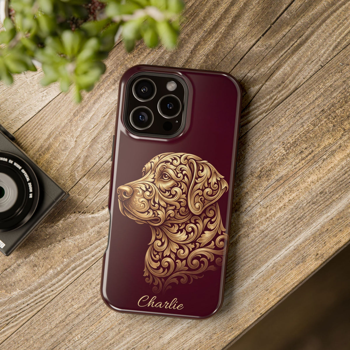 Personalized Gold Filigree Labrador Phone Case — Tough Magnetic Case with Wireless Charging