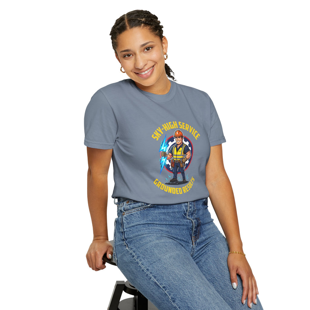 Sky-High Service Grounded Results Electrician T-Shirt