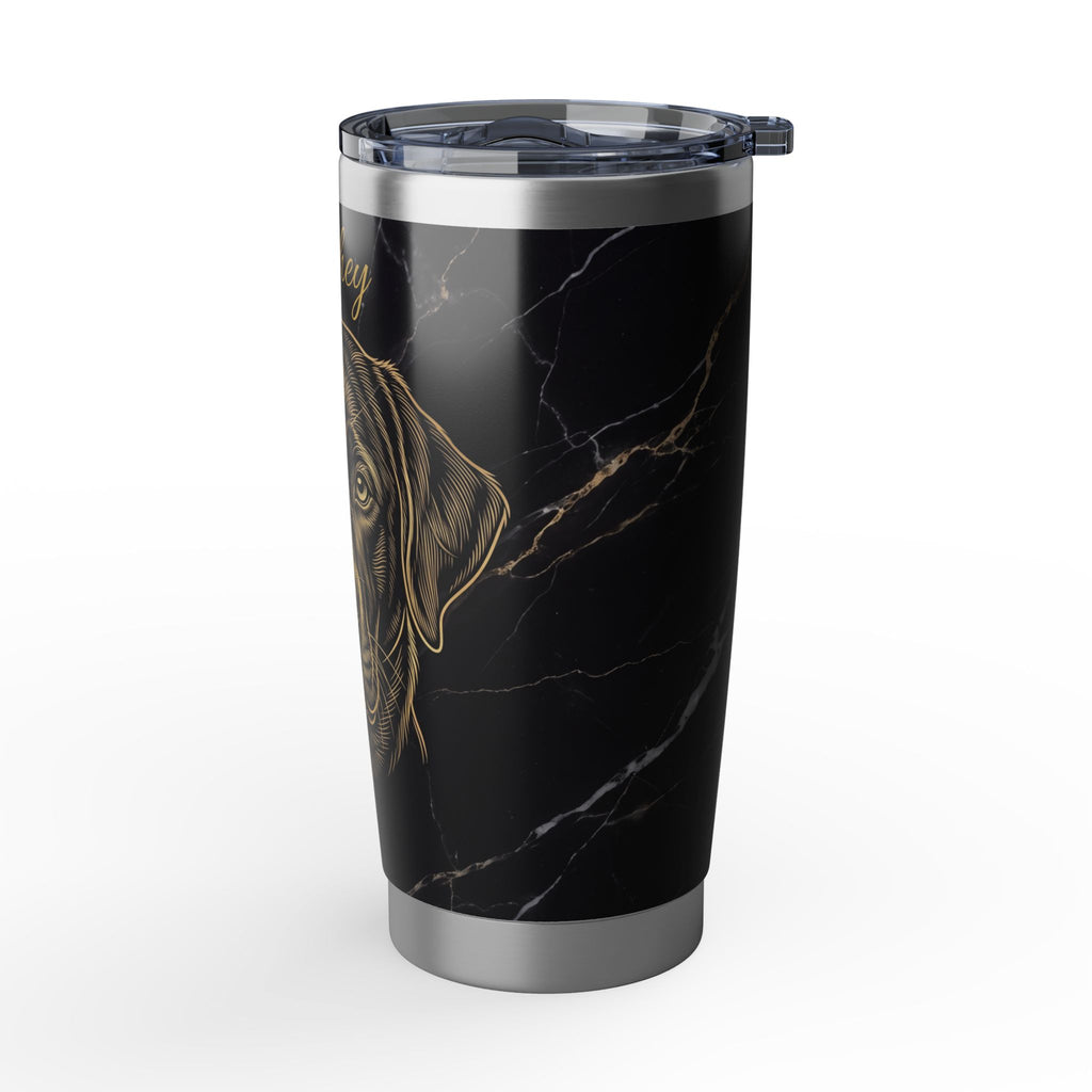Labrador Personalized Tumbler | Black Marble Gold Art — 20 oz Stainless Travel Mug