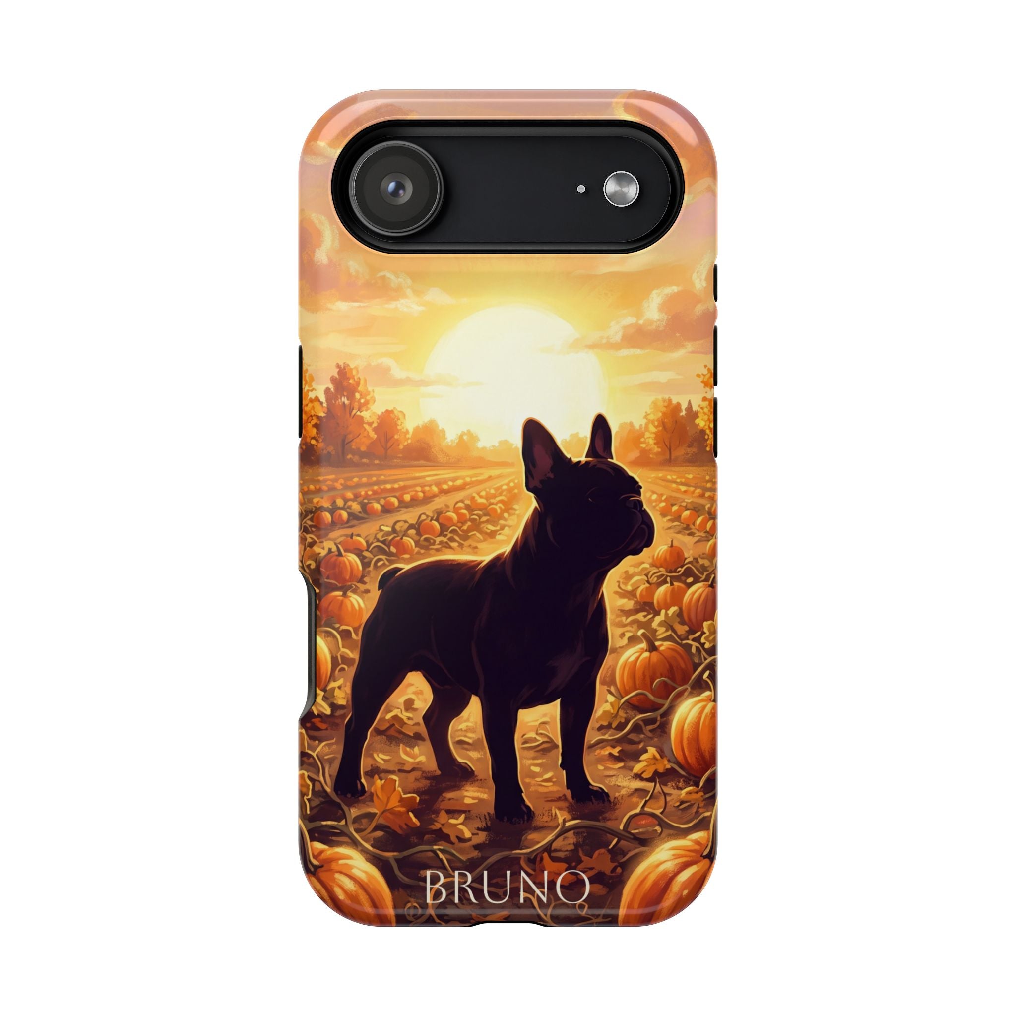 Personalized French Bulldog Pumpkin Patch Phone Case — Wireless Charging Cover