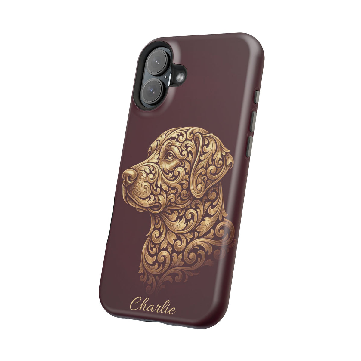 Personalized Gold Filigree Labrador Phone Case — Tough Magnetic Case with Wireless Charging