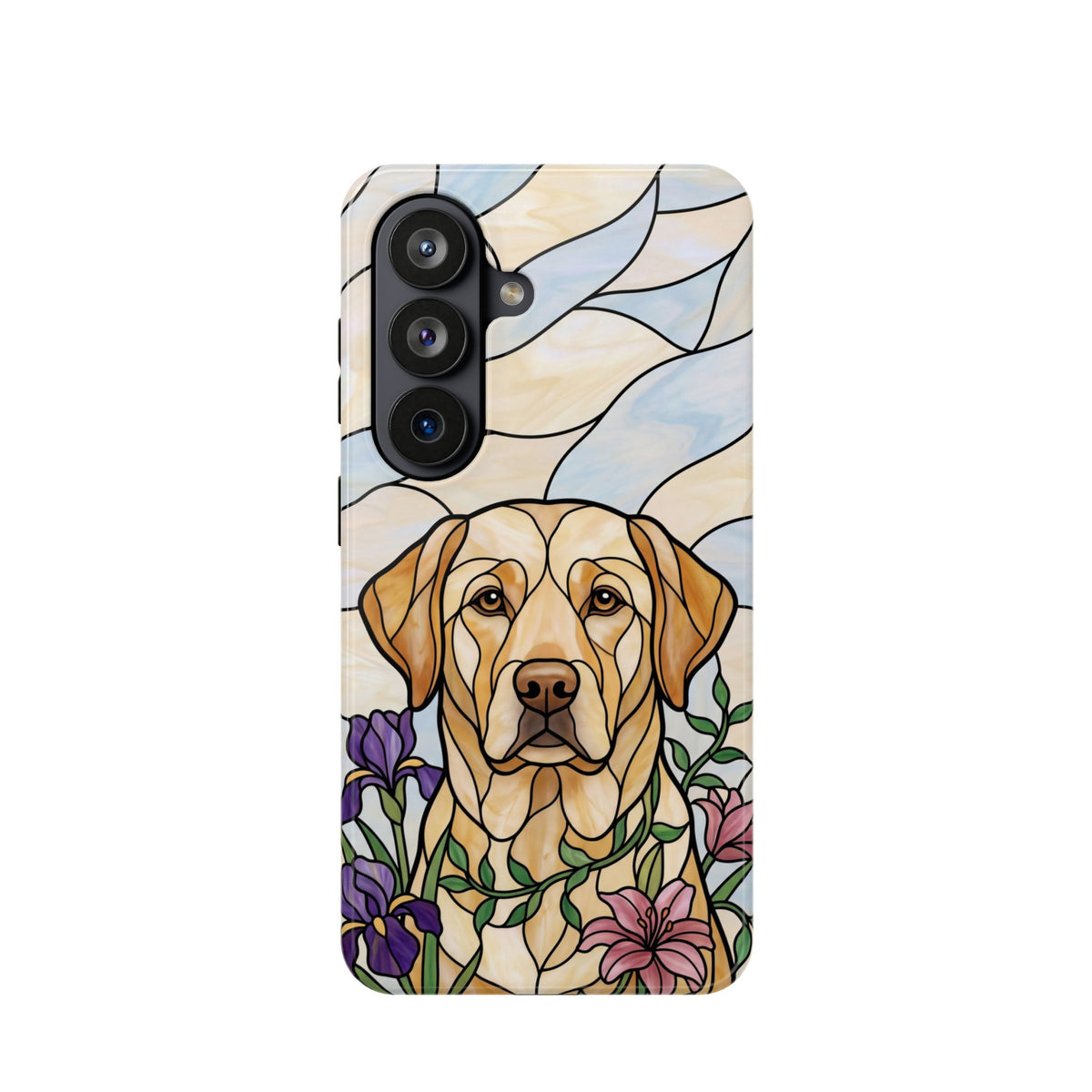 Floral Stained Glass Labrador Phone Case — Tough Magnetic Case with Wireless Charging