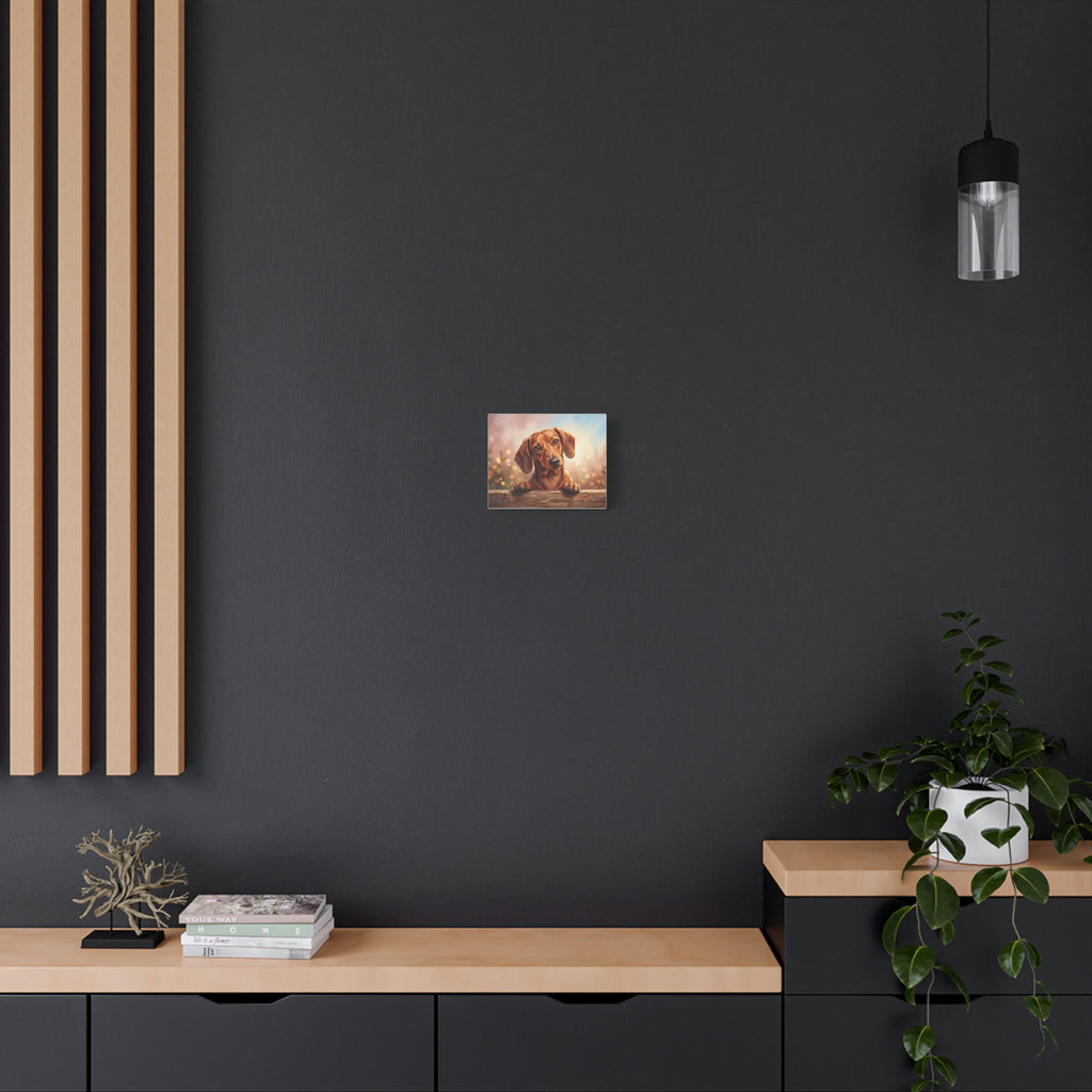 Dachshund Canvas Art – Cute Puppy Portrait Matte Stretched Wall Decor