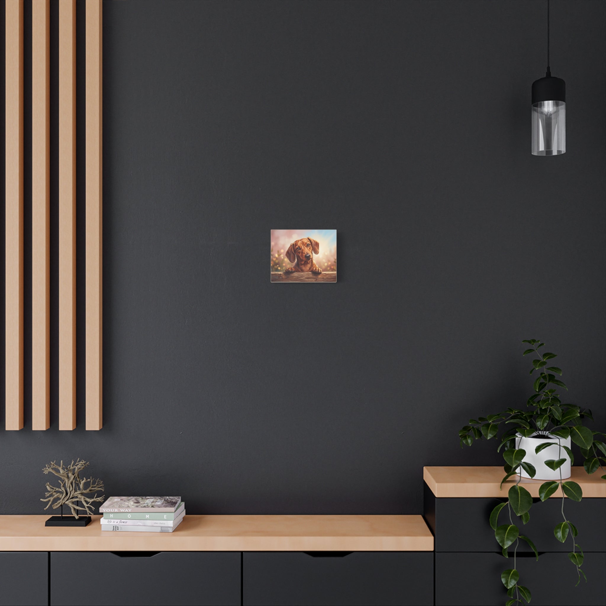 Dachshund Canvas Art – Cute Puppy Portrait Matte Stretched Wall Decor