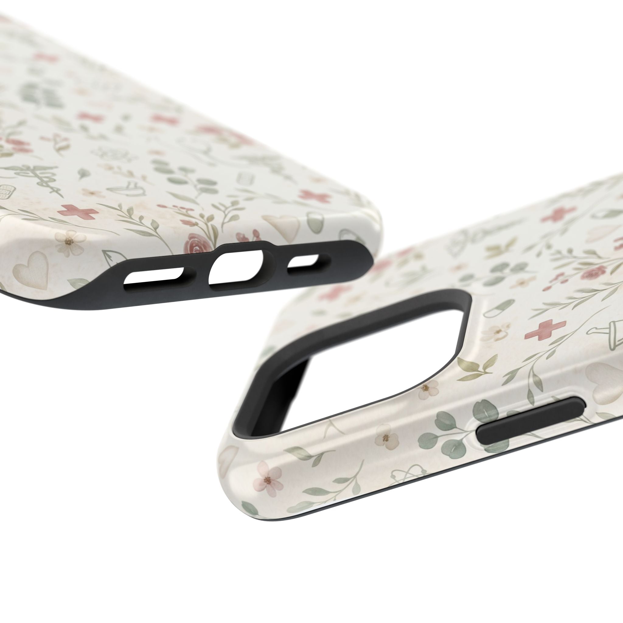 Floral Nurse Phone Case — Impact-Resistant Wireless Charging Cover