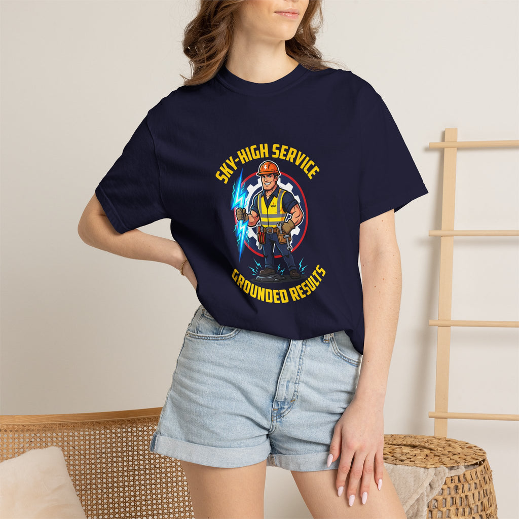Sky-High Service Grounded Results Electrician T-Shirt