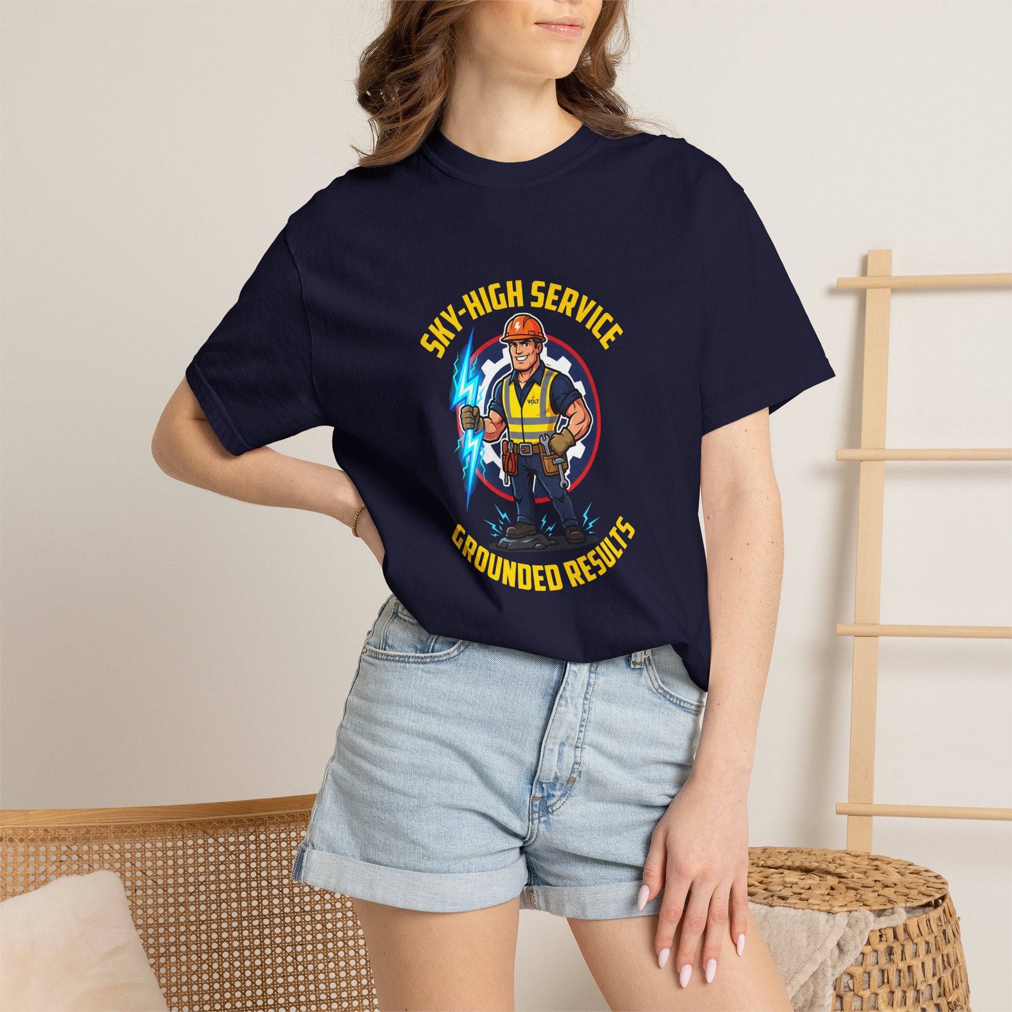 Sky-High Service Grounded Results Electrician T-Shirt