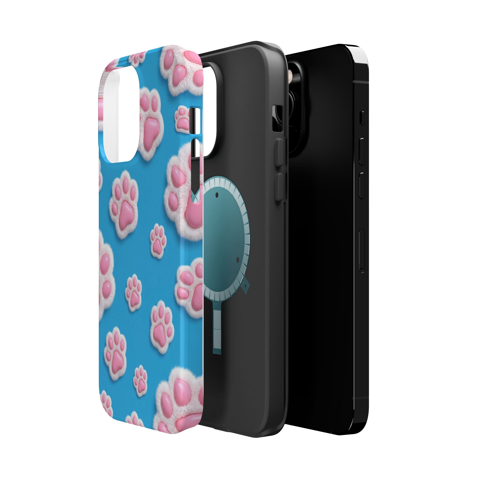 Fluffy Paw Print Phone Case | Cute 3D Pink Paw Pattern Case for Dog & Cat Lovers | iPhone & Samsung