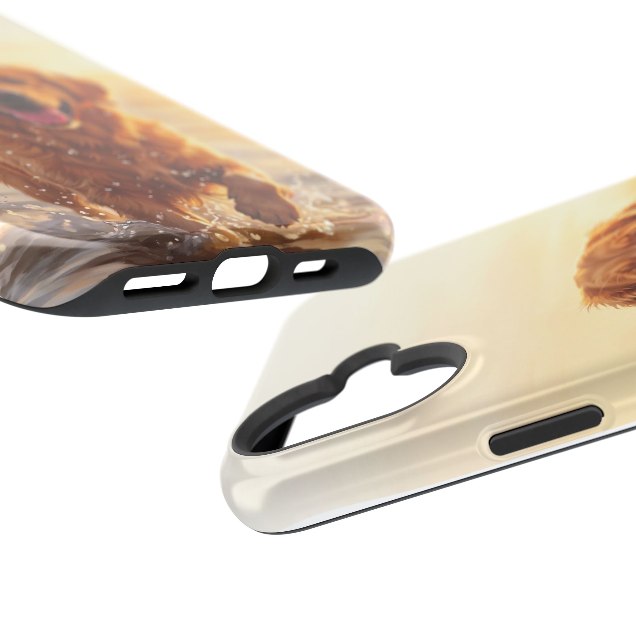 Beach Golden Retriever Phone Case — Impact-Resistant Wireless Charging Cover