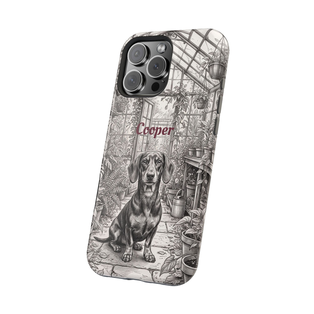 Personalized Dachshund Vintage Greenhouse Phone Case — Wireless Charging Cover