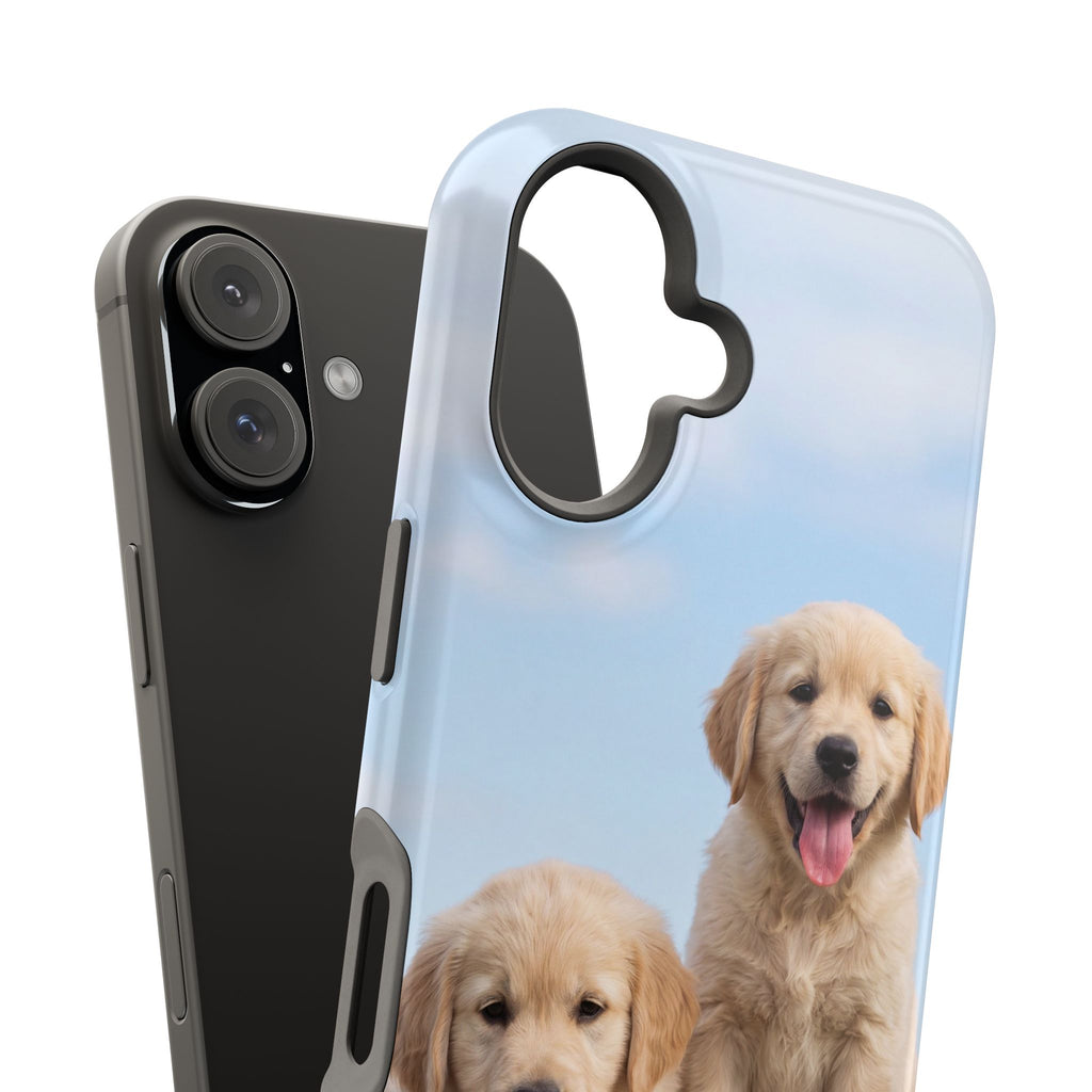 Golden Retriever Puppy Duo Phone Case — Impact-Resistant Wireless Charging Cover