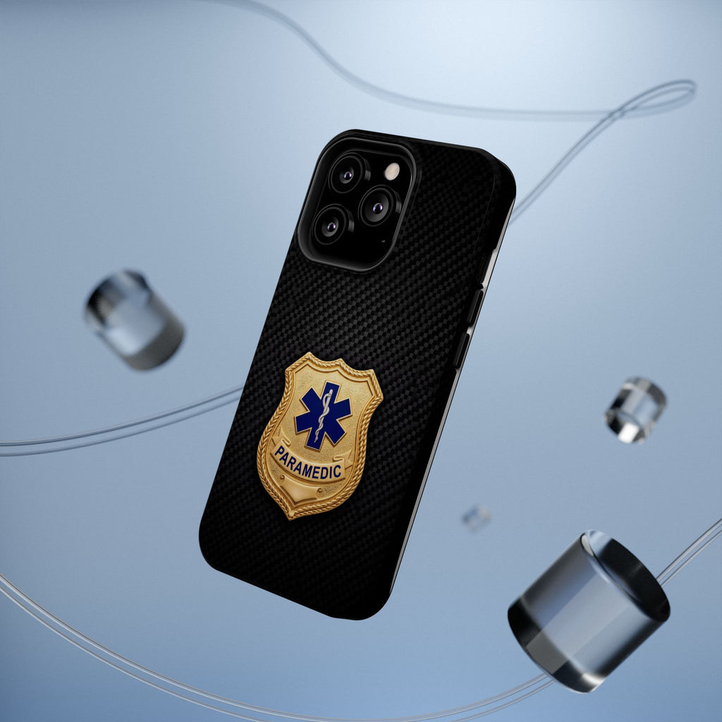Gold Paramedic Badge Black Phone Case — Magnetic Wireless Charging Cover